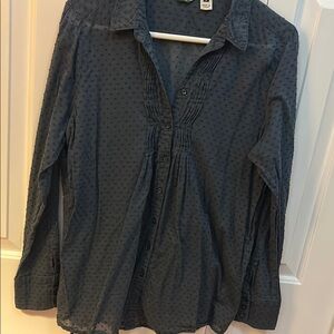 Eddie Bauer Blue Button Down Shirt with Notched Collar
